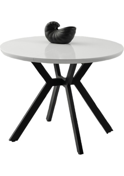 Hilton Beyaz Renk Açılır Metal Ayak 100X100 Masa (Açılımış Ölçüsü 135X100)
