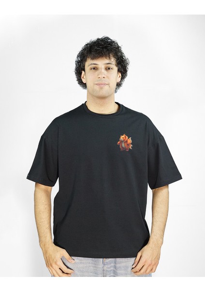 Luxfin | Siyah Renk | Baskılı Erkek T-shirt | Oversize fiyatları