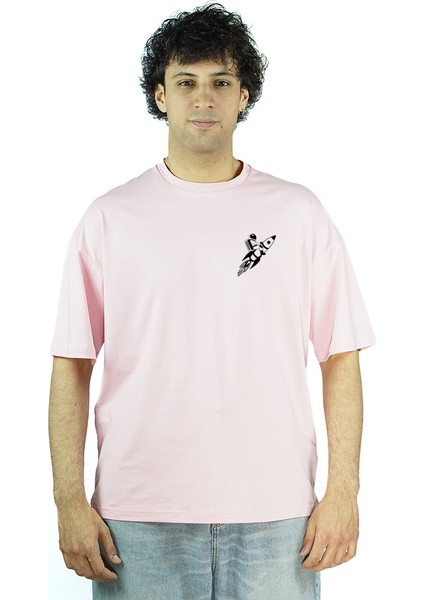 Skyperch | Pembe Renk | Baskılı Erkek T-shirt | Oversize fiyatları