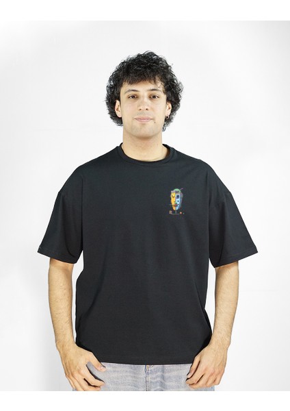 Facia Machina | Siyah Renk | Baskılı Erkek T-shirt | Oversize fiyatları