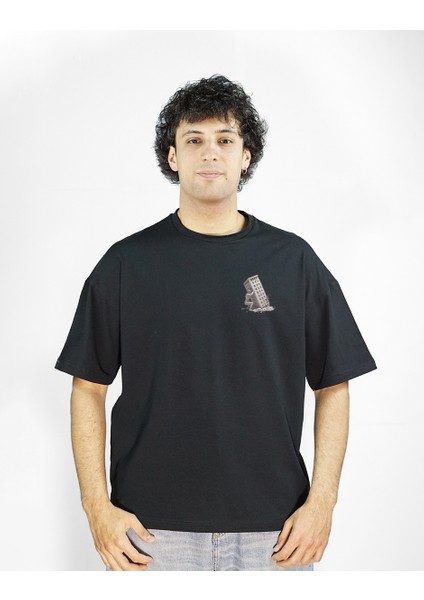 Structura Mortis | Siyah Renk | Baskılı Erkek T-shirt | Oversize fiyatları