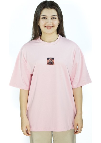 Unit Ares | Pembe Renk | Baskılı Kadın T-shirt | Oversize fiyatları