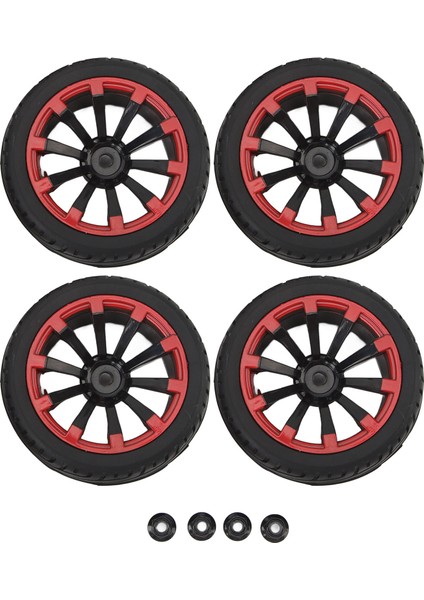 4 Adet 12MM Hex Rc Tekerlekler Lastikler 1/10 Ölçekli Off Road Lastikler F Şekilli Sırt 10 Delik Kırmızı Halka Tekerlek Göbeği Lastikleri (Yurt Dışından)