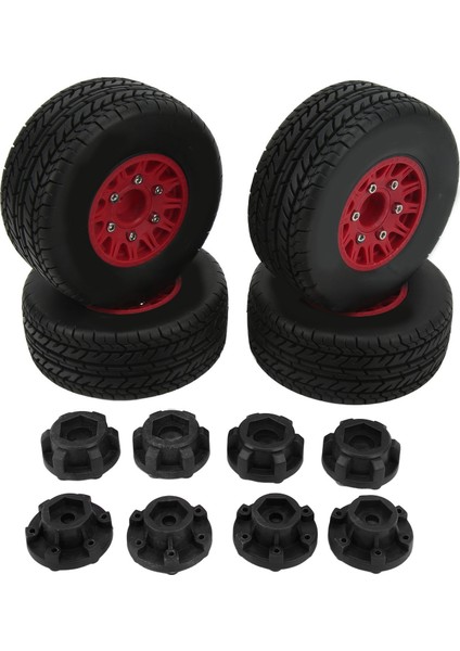 Rc Kısa Kulvar Kamyon Lastiği S Güçlü Yastıklama 1/10 Rc Kısa Kulvar Kamyon Tekerleği Için Hex Adaptörü ile Arrma Kırmızı (Yurt Dışından)