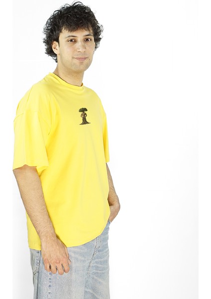 Arborforce | Sarı Renk | Baskılı Erkek T-shirt | Oversize modelleri