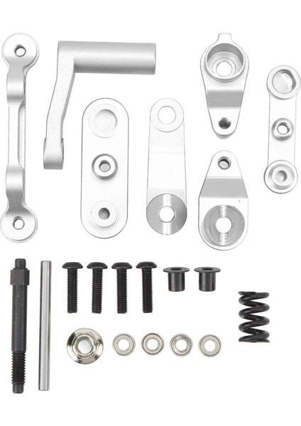 Rc Direksiyon Tertibatı Alüminyum Alaşımlı Yükseltme Parçası Rc Direksiyon Kolu Seti Losı Baja Rey Rock Rey 1/10 Rc Arabalar Için Gümüş (Yurt Dışından)