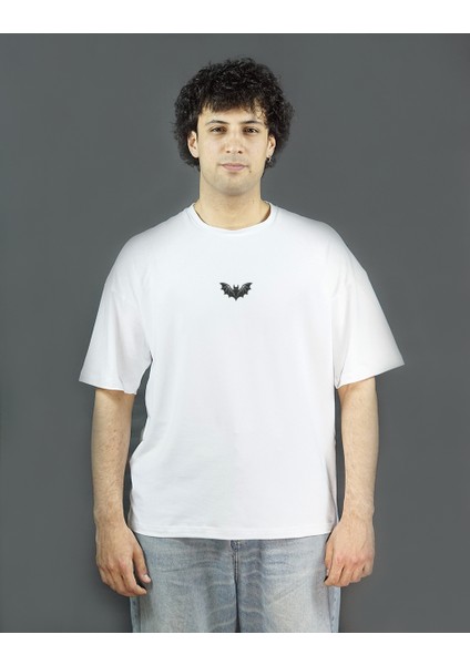 Nocturnis | Beyaz Renk | Baskılı Erkek T-shirt | Oversize fiyatları
