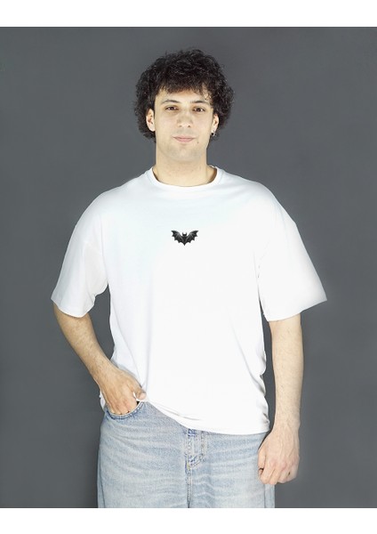 Nocturnis | Beyaz Renk | Baskılı Erkek T-shirt | Oversize fırsatları