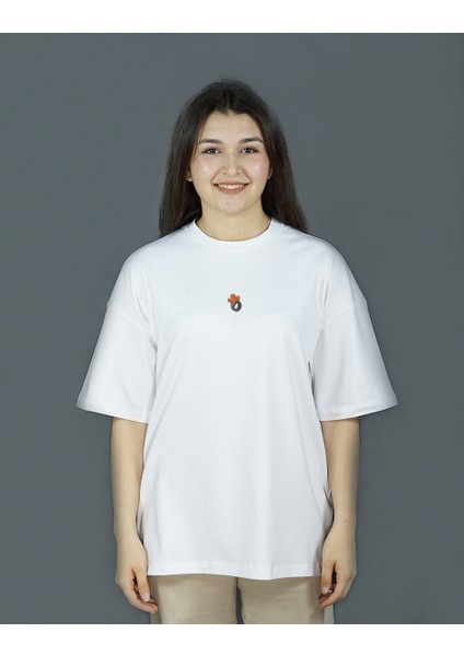 NullaLoon | Beyaz Renk | Baskılı Kadın T-shirt | Oversize fiyatları