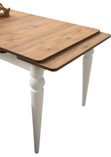 Arda Barok Ceviz Desen Yanlardan Açılır 90X60 Masa (Açılımış Ölçüsü 150X60)