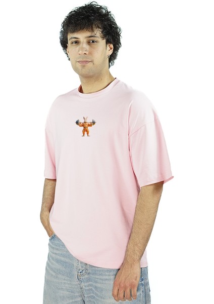 CarrotCore | Pembe Renk | Baskılı Erkek T-shirt | Oversize fırsatları