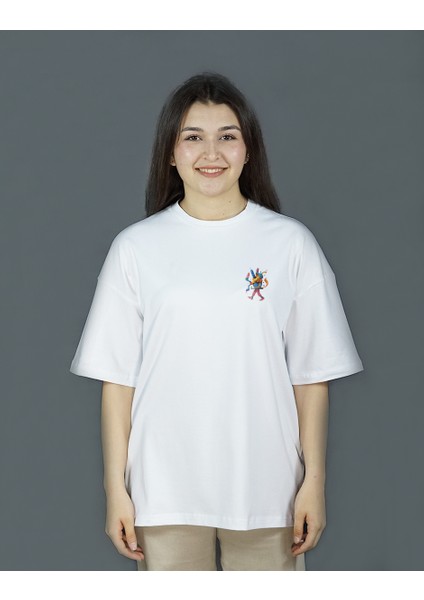 Manus Vita | Beyaz Renk | Baskılı Kadın T-shirt | Oversize fiyatları