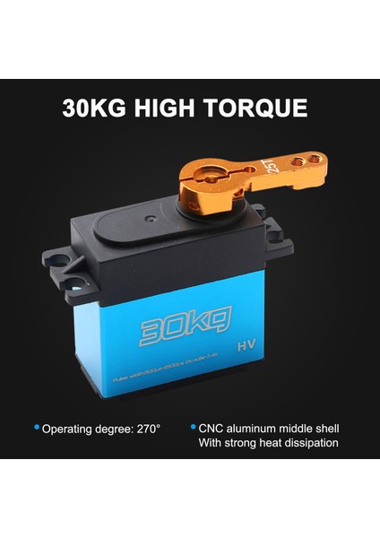 Dijital Servo 30KG 2 Adet Yüksek Tork 270° Paslanmaz Çelik Dişli Servo 1/8 1/10 1/12 Ölçekli Rc Arabalar Robot Manipülatör 25T Kol (Yurt Dışından)