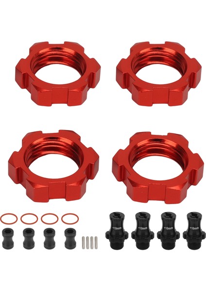 4 Adet 17MM Tekerlek Hex Hub Adaptörü Yedek Alüminyum Alaşım Jant Hex Sürücü Uzatma Adaptörü Traxxas 1/10 Rc Arabalar Kırmızı (Yurt Dışından)