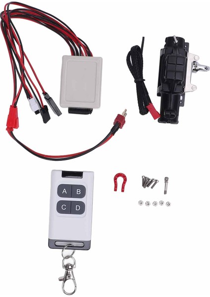 1/10 Rc Araba Vinç Uzaktan Kumanda ile T Fiş Uzatma Kablosu Alüminyum Alaşım Rc Paletli Araba Metal Vinç 4 D90 D110 Rc Araba Siyah (Yurt Dışından)