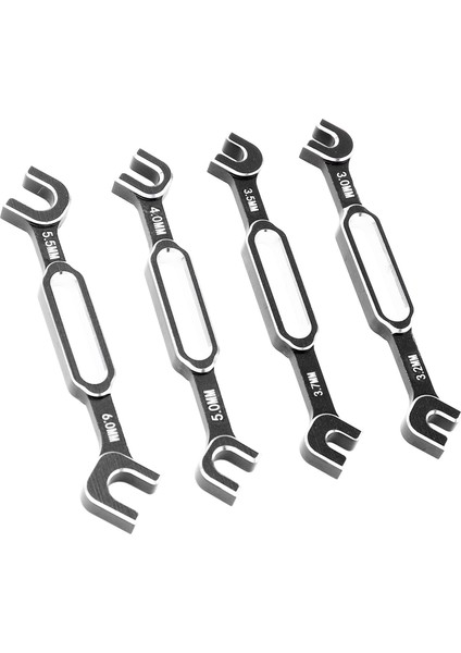 4 Adet Rc Araba Anahtarları Gerdirme Somun Küresel Mafsal Sökücü Alüminyum Alaşım Rc Bakım Anahtarı 3.0-6.0 mm Siyah (Yurt Dışından)