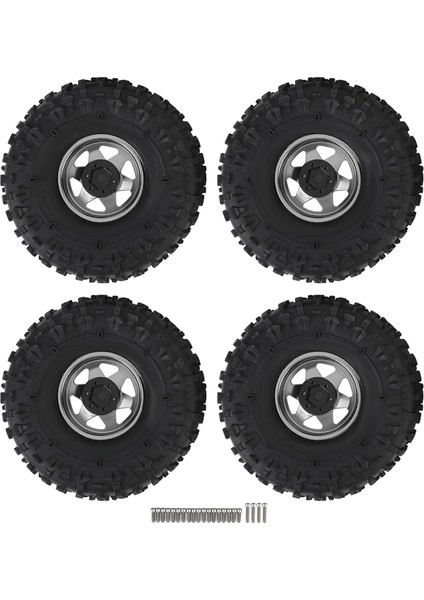 4 Adet Rc Paletli Lastik Seti 1.9 Inç Ka Evrensel Rc Lastik Metal Derin Oluk Altıgen Tekerlek Göbeği Jantlar Redcat Eksenel SCX10 Ti Renk (Yurt Dışından)