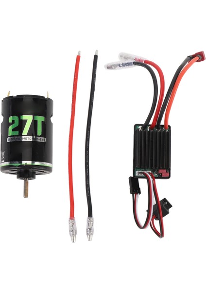 Rc Fırçalı Motor Esc Seti 540 Fırçalı Motor Suya Dalı 320A Esc 5V 2A Bec Ileri Geri Hız Kontrolü 1/10 Rc Paletli Araba Yüksek Burulma 27T (Yurt Dışından)