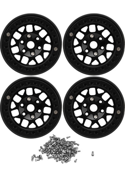 4 Adet Rc Paletli Jantlar Evrensel Alüminyum Alaşım 1.9 In Rc Beadlock Tekerlek Jantları SCX10 SCX10 Iı Siyah (Yurt Dışından)