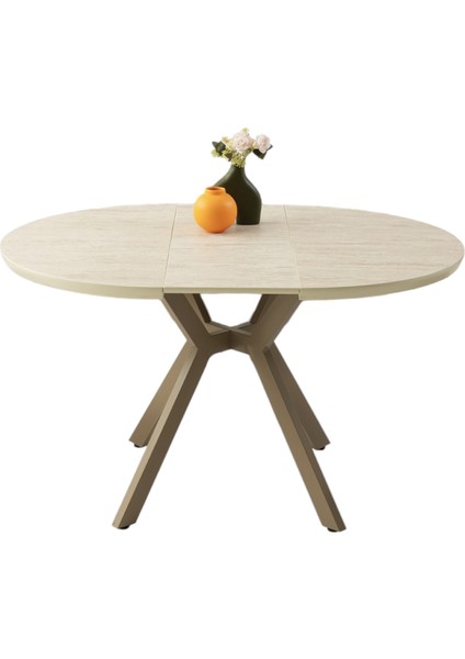 Hilton Barok Ceviz Desen Açılır Metal Ayak 100X100 Masa (Açılımış Ölçüsü 135X100)