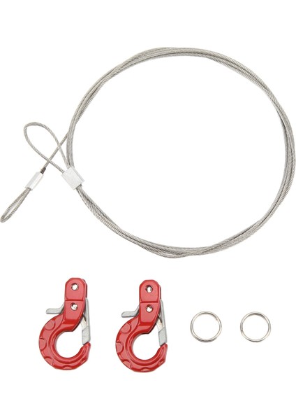 2 Adet Rc Metal Römork Kancası Alüminyum Alaşımlı Çelik Halat Hafif Kompakt Rc Zincir Kanca SCX10 D90 Trx4 Kırmızı (Yurt Dışından)