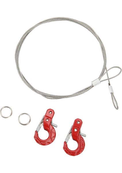 2 Adet Rc Metal Römork Kancası Alüminyum Alaşımlı Çelik Halat Hafif Kompakt Rc Zincir Kanca SCX10 D90 Trx4 Kırmızı (Yurt Dışından) modelleri