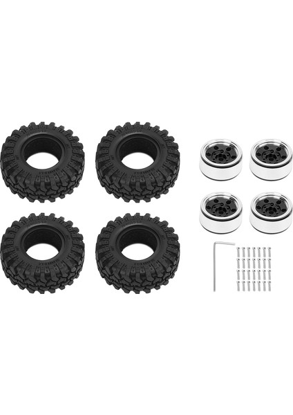 1.0 Beadlock Jant Lastikler 6 Delik Alüminyum Alaşım Rc Beadlock Tekerlek Göbeği 1/24 Rc Paletli Araba Siyah (Yurt Dışından)
