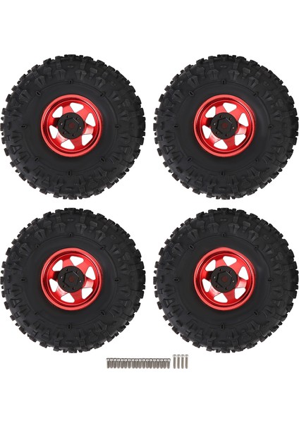 4 Adet Rc Paletli Lastik Seti 1.9 Inç Ka Evrensel Rc Lastik Metal Derin Oluk Altıgen Tekerlek Göbeği Jantlar Redcat Eksenel SCX10 Kırmızı (Yurt Dışından)