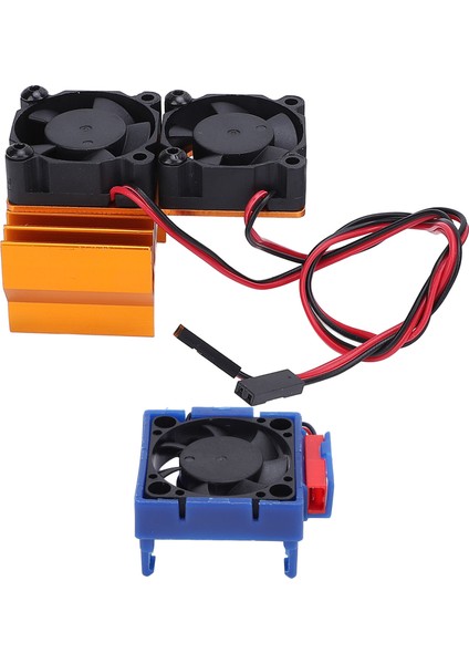 Esc Soğutma Fanı ve Motor Çift Fan Seti Alüminyum Plastik Fan Seti Slash 4x4 Stampede 4x4 Rustler 4x4 Hoss 4x4 Velineon Vxl 3s 5V Altın (Yurt Dışından)