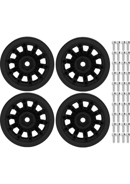 1.9 Inç Jantlar Rc Beadlock Tekerlekler Jantlar Eksenel SCX10 Traxxas 1/10 Rc Paletli Arabalar Siyah (Yurt Dışından)