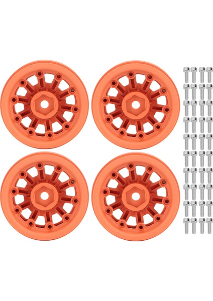 1.9 Inç Jantlar Rc Beadlock Tekerlekler Jantlar Eksenel SCX10 Traxxas 1/10 Rc Paletli Arabalar Turuncu (Yurt Dışından)
