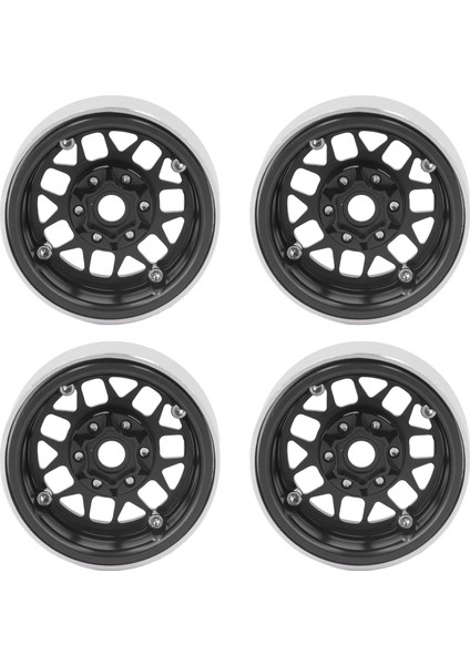 4 Adet 1.9 Inç Rc Beadlock Jantlar Alüminyum Alaşım Jant Hub Eksenel SCX10 90046 Axı 03007 1/10 Rc Paletli Siyah (Yurt Dışından)