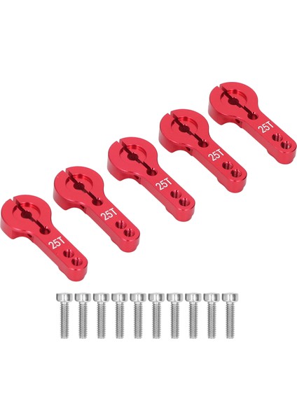 5 Adet Alüminyum Servo Boynuzları 25T M3 Konuları Metal Direksiyon Kolu 35MM Uzun Rc Araba Kamyon Uçak Kırmızı (Yurt Dışından)