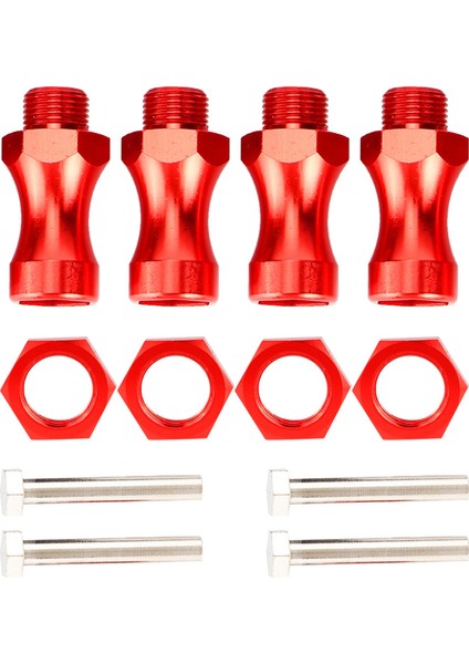 4 Adet Rc Tekerlek Hex Sürücü Metal 12MM Dönüş 17MM Uzatma Adaptörü Rc Araba Kamyon Için(Kırmızı) (Yurt Dışından)