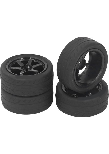 4 Adet Rc Araba Lastikleri Ka Plastik Evrensel Rc Araba Tekerlek Tamıya TT01 TT02 XV01 XV02 1/10 Uzaktan Kumanda Araç Siyah (Yurt Dışından)