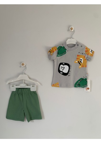Erkek Bebek Zoomic Desenli Yazlık Şort Takımı