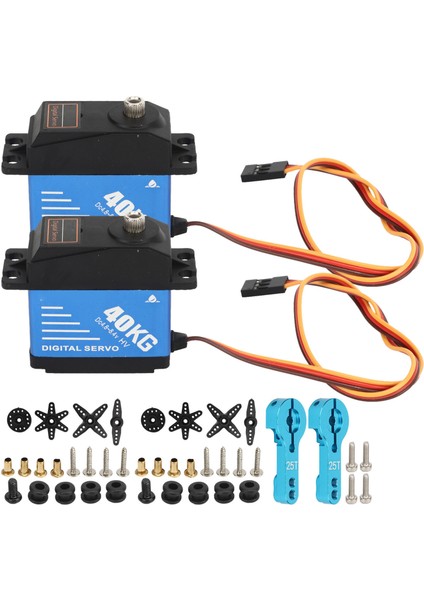 2 Adet 40KG Rc Servo Dişli Direksiyon Servo Yüksek Tork Su Geçirmez Metal Dişli Servo 25T Servo Kol 1/10 1/8 Rc Arabalar Için Mavi (Yurt Dışından)