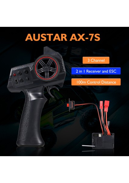 Austar Ax-7s 2.4 G 3ch Verici Uzaktan Kumanda ile 2 In 1 Alıcı Esc Için 1/14 1/16 1/18 1/24 1/28 1/32 Rc Araba Rc Tekne (Yurt Dışından)