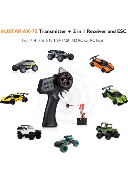 Austar Ax-7s 2.4 G 3ch Verici Uzaktan Kumanda ile 2 In 1 Alıcı Esc Için 1/14 1/16 1/18 1/24 1/28 1/32 Rc Araba Rc Tekne (Yurt Dışından) indirimleri