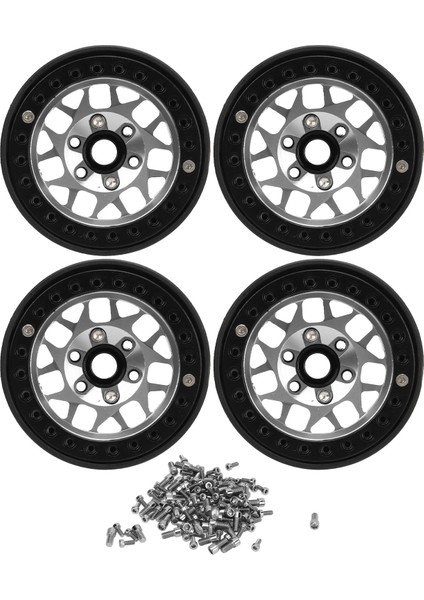 4 Adet Rc Paletli Jantlar Evrensel Alüminyum Alaşım 1.9 In Rc Beadlock Tekerlek Jantları SCX10 SCX10 Iı Gümüş (Yurt Dışından)