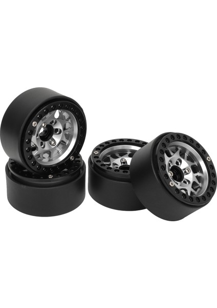 4 Adet Rc Paletli Jantlar Evrensel Alüminyum Alaşım 1.9 In Rc Beadlock Tekerlek Jantları SCX10 SCX10 Iı Gümüş (Yurt Dışından) modelleri