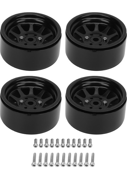 4 Adet Rc Tekerlek Jant Seti Çinko Alaşımlı Çelik Evrensel 1.9 Inç 10 Jantlar Rc Paletli Araba Tekerlek Göbeği Eksenel SCX10 Iı Iıı Siyah (Yurt Dışından)