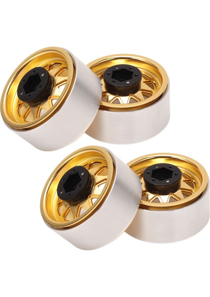 4 Adet Rc Araba Tekerlek Göbeği 1.9 In Damgalı Çelik Tabaka Üçgen 10 Delik 12MM Hex Sürücü Metal Altın Paletli Araba Tekerlek Jantları (Yurt Dışından) modelleri