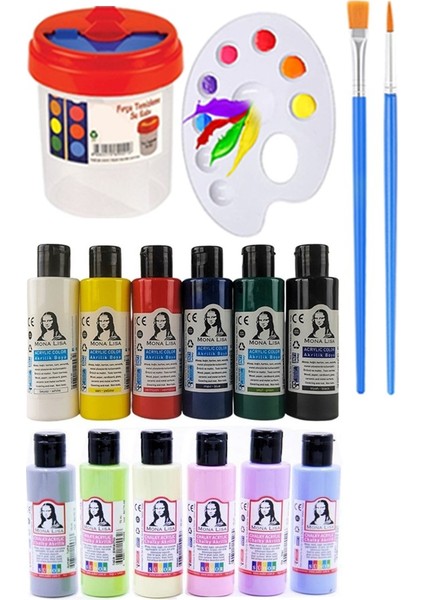 Kare Yuvarlak ve Altıgen Tuval 30 cm 12 Renk Akrilik Boya Şövale 1 Paket 30X30 cm Arkadan Zımbalı Astarlı Resim Tuvali