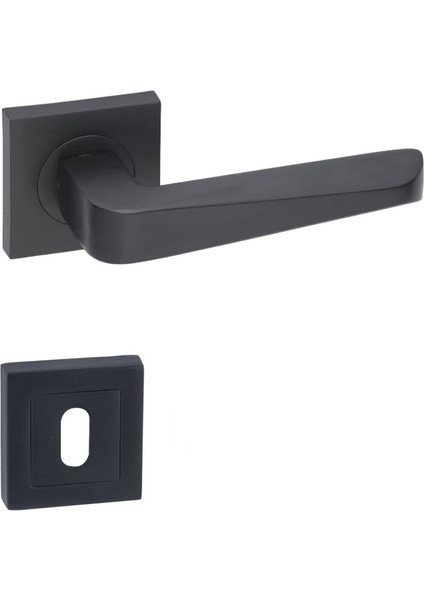 Arpat Rosa Kare Rozetli Oda Kapı Kolu Mat Siyah Oda