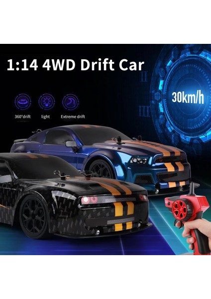 Uzaktan Kumanda Araba, 1: 14 2.4 Ghz 30 Km/saat Dört Tekerlekten Çekiş Yüksek Hızlı Uzaktan Kumanda Sürüklenme Yarış Araba ile Serin Işıkları 2 Pil (Yurt Dışından)