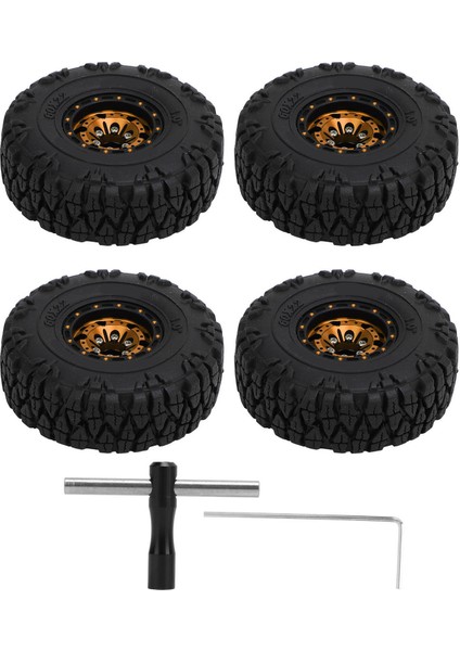 4 Adet 1.0 In Küçük Rc Tekerlekler Lastikler Alüminyum Alaşım Uyumlu Rc Tırmanma Araba Tekerlekleri Lastik 1/18 1/24 SCX24 Altın (Yurt Dışından)
