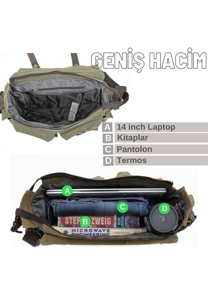7156 Salaş Suya Dayanıklı Haki Yeşil Omuz Laptop Okul Seyahat Outdoor Çanta fırsatları