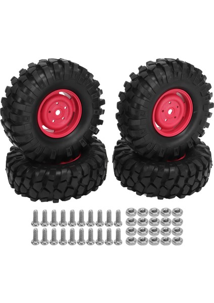 4 Adet Rc Off Road Araç Lastikleri 1.9 Inç Evrensel Ka Rc Tekerlekler ve Lastikler Rc Off Road Araç Tırmanma Araba Kırmızı (Yurt Dışından)