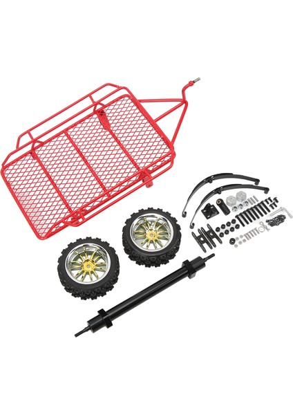 Rc Küçük Römork Yeterli Depolama Alanı Demir Ka Kolay Kurulum Dekoratif Pratik Metal Rc Kova Römork Kırmızı (Yurt Dışından)